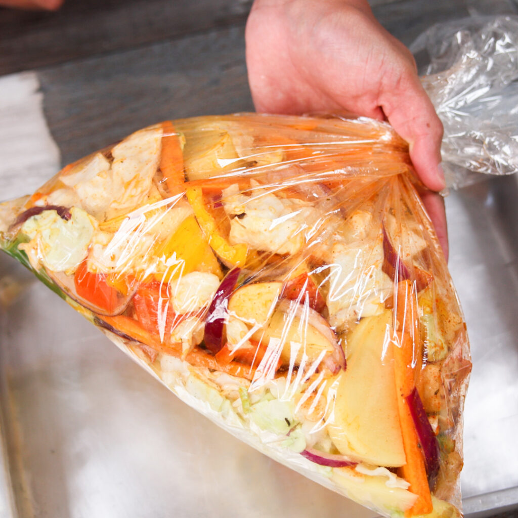 Legumes Assados no Saco Plástico